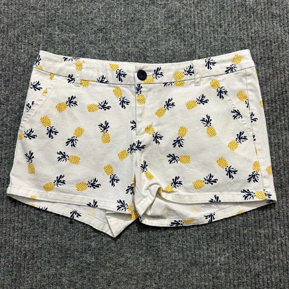 BeBop Womens Shorts Size Small White Pineapple Print Casual Mid Rise